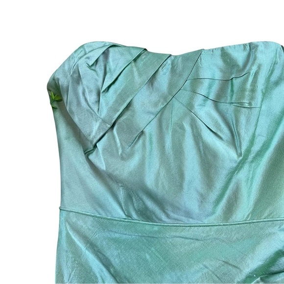 Nicole Miller Collection Iridescent Mint Silk Pleated Strapless Cocktail Dress 2 - Picture 3 of 9